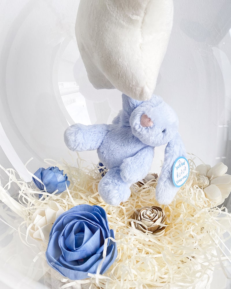Baby Gift Set - Jellycat Musical Pulls Baby Blue with diapers