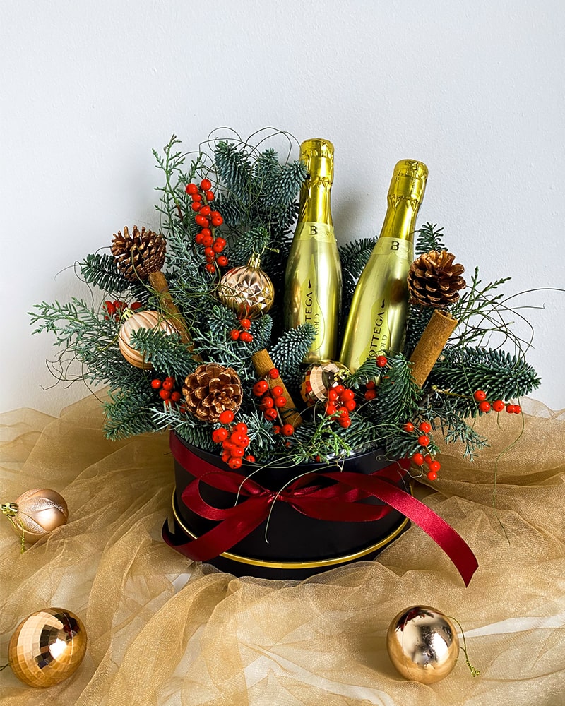 Christmas Champagne Gift Set - Bottega Prosecco Gold (Gold plated) Mini